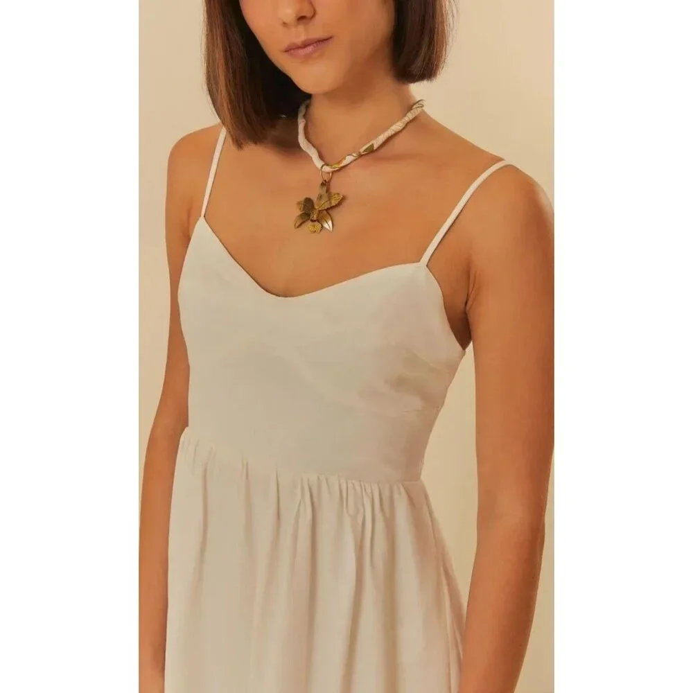 NWOT Farm Rio Linen Blend White Sleeveless Maxi Dress Size S - Picture 2 of 15